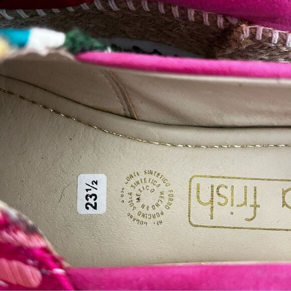 Lola Frish Floral Embroidered Platform Espadrille Slip On Size 23.5 or US 6.5 - Picture 13 of 14